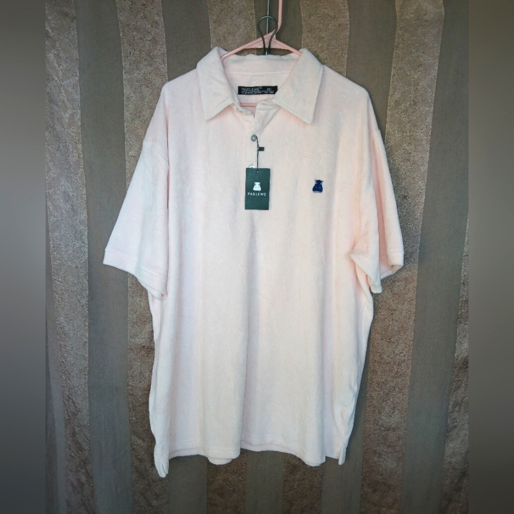 💎 The Pink Parlewe Terry Polo Men's Top NWT #0195